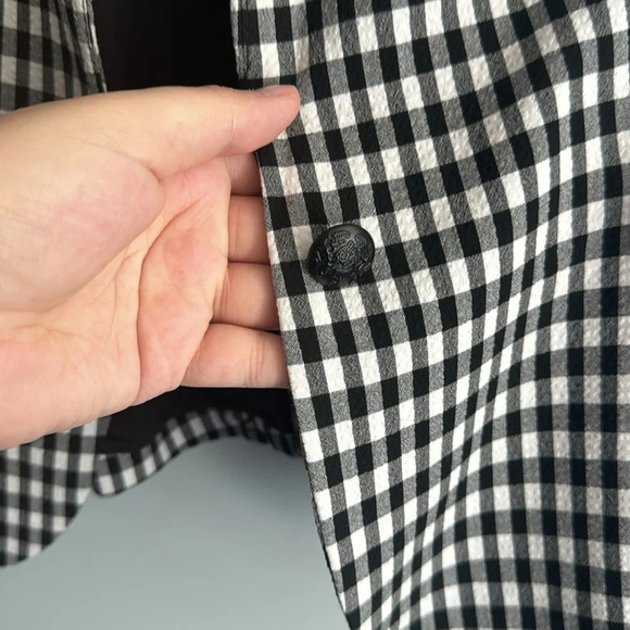 Anthropologie Maison d'Amelie Paris Black & White Gingham Checked Blazer Sz L - Picture 4 of 8